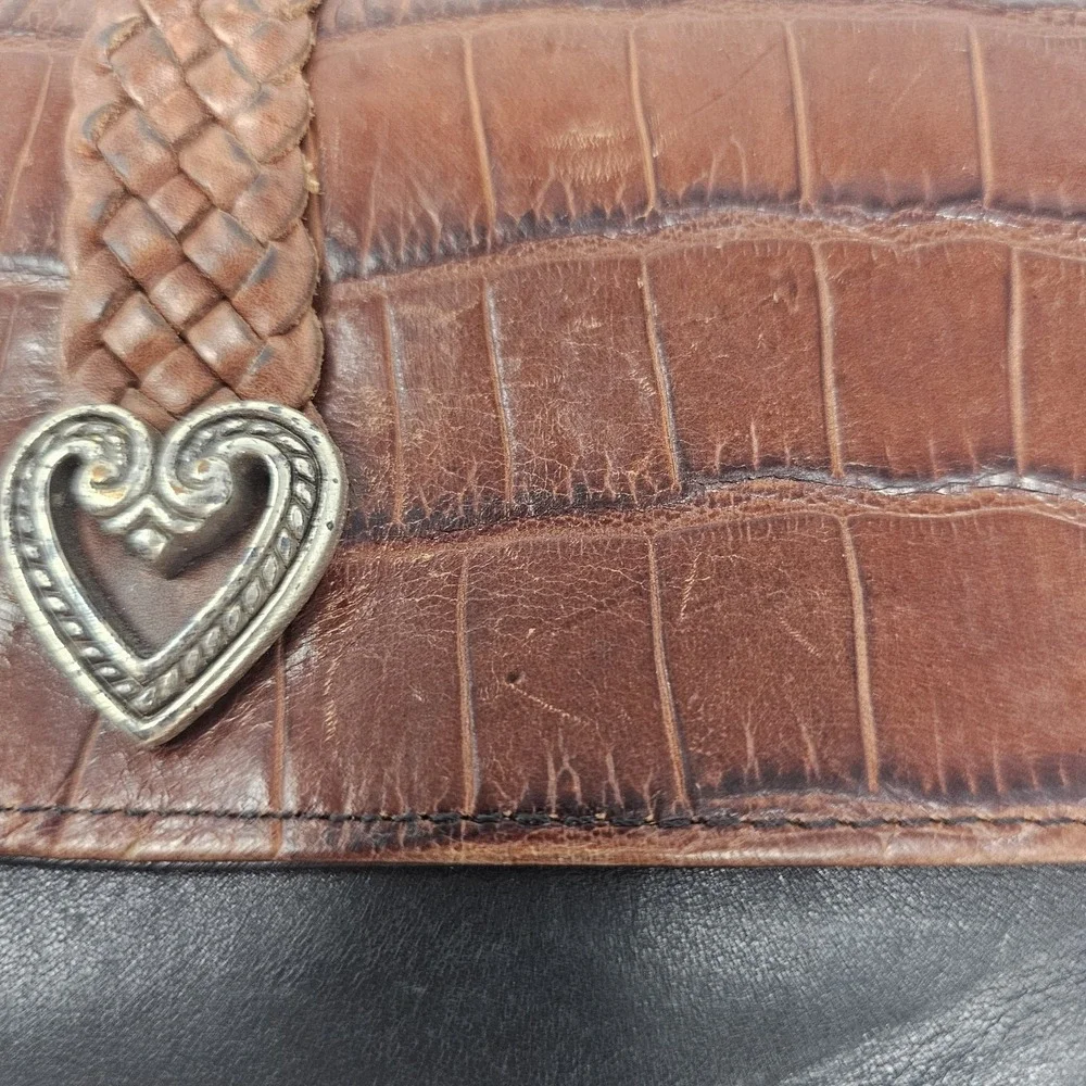 Brighton Brown Croc Embossed Patent Leather Crossbody Bag Wallet